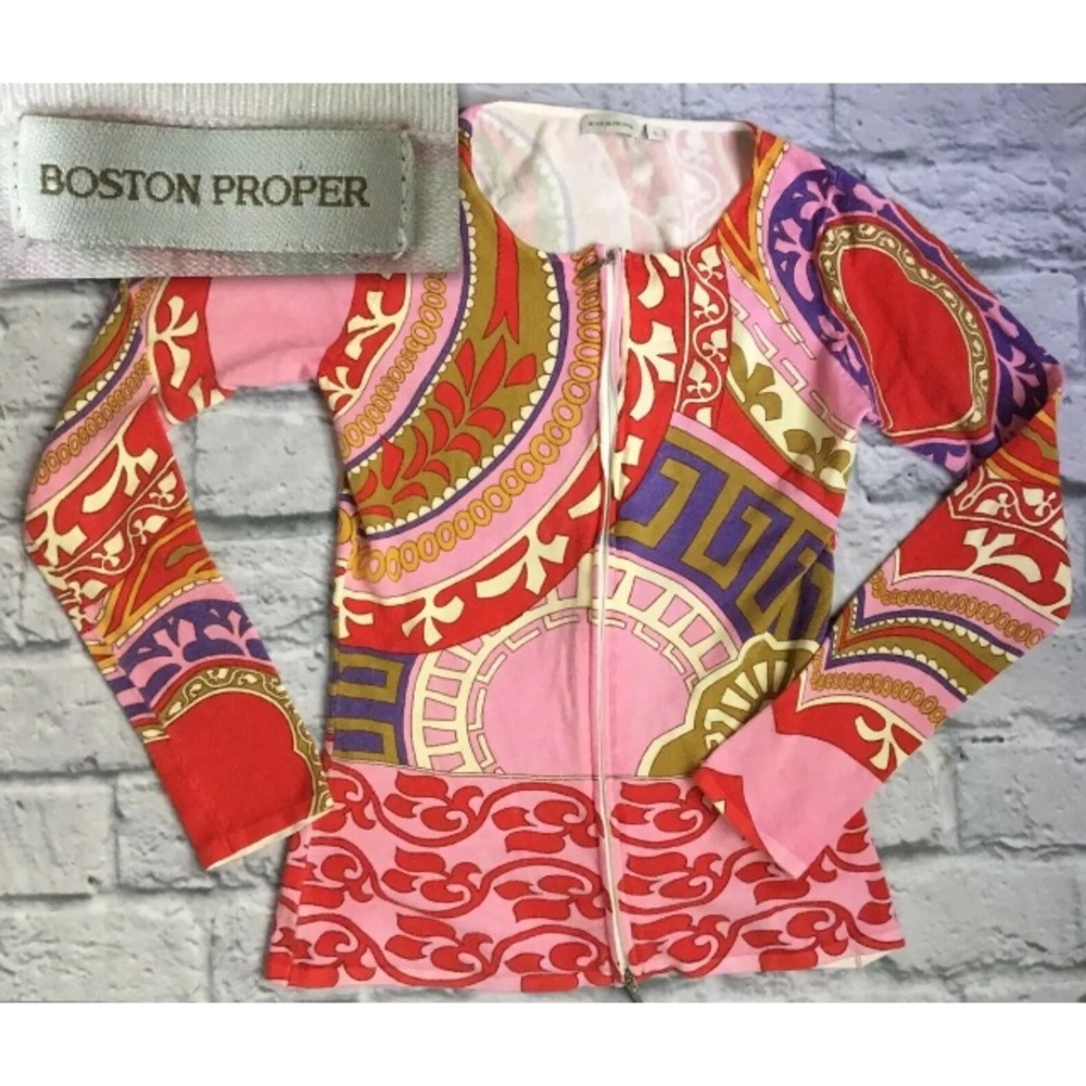 🌺Boston Proper Sm Sweater 2-way Zipper Fine Gauge